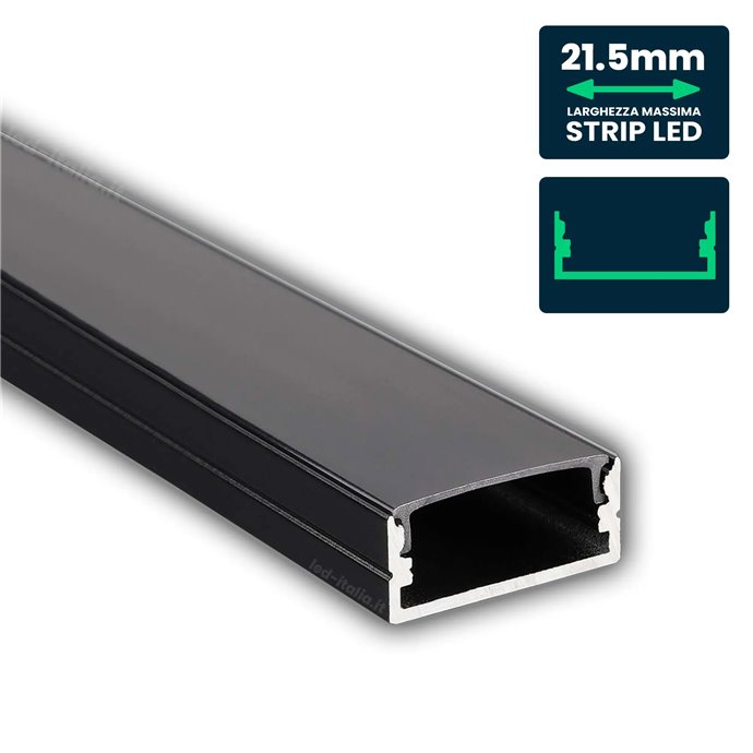 LED Strip Mounting Kit with Diffuser Aluminum 2000* 23.5*9.8mm Black Housing LED Strip Mounting Kit with Diffuser Aluminum 2000* 23.5*9.8mm Black Housing