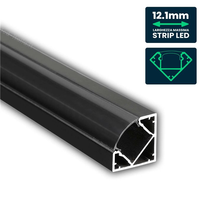 Led Strip Mounting Kit With Diffuser Aluminum 2000* 19*19MM Black Housing Led Strip Mounting Kit With Diffuser Aluminum 2000* 19*19MM Black Housing