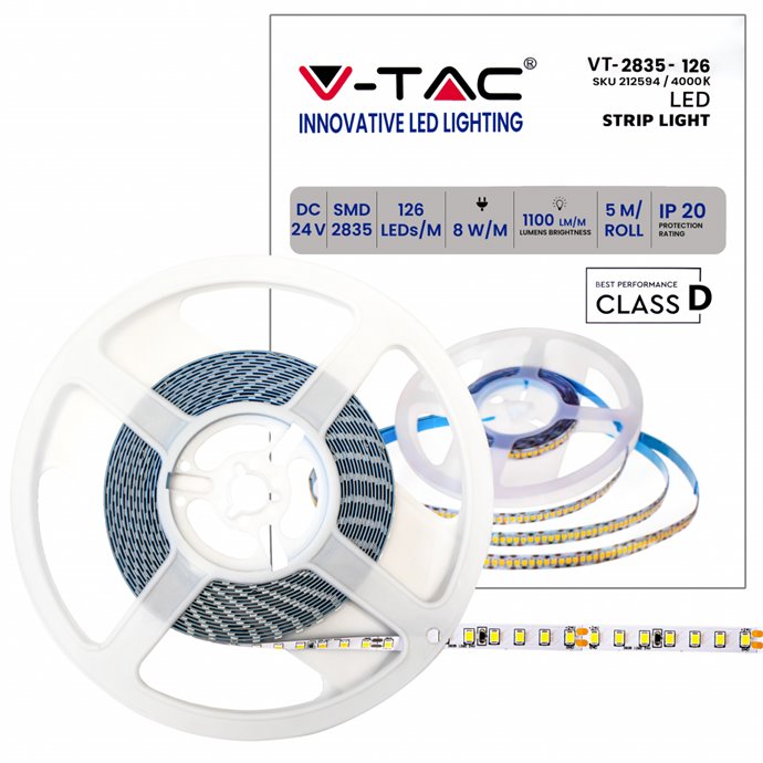 LED Strip SMD2835 126 LEDs 24V IP20 4000K 137 lm/W LED Strip SMD2835 126 LEDs 24V IP20 4000K 137 lm/W