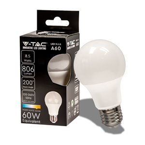LED Bulb 8.5W E27 A60 Thermoplastic 3000K