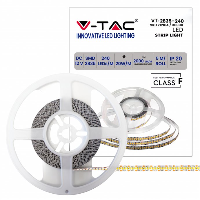 LED Strip SMD2835 240 LEDs High Lumen 3000K IP20 LED Strip SMD2835 240 LEDs High Lumen 3000K IP20