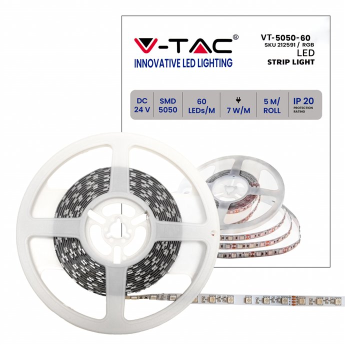 LED Strip SMD5050 60 LEDs 24V RGB IP20 5M LED Strip SMD5050 60 LEDs 24V RGB IP20 5M