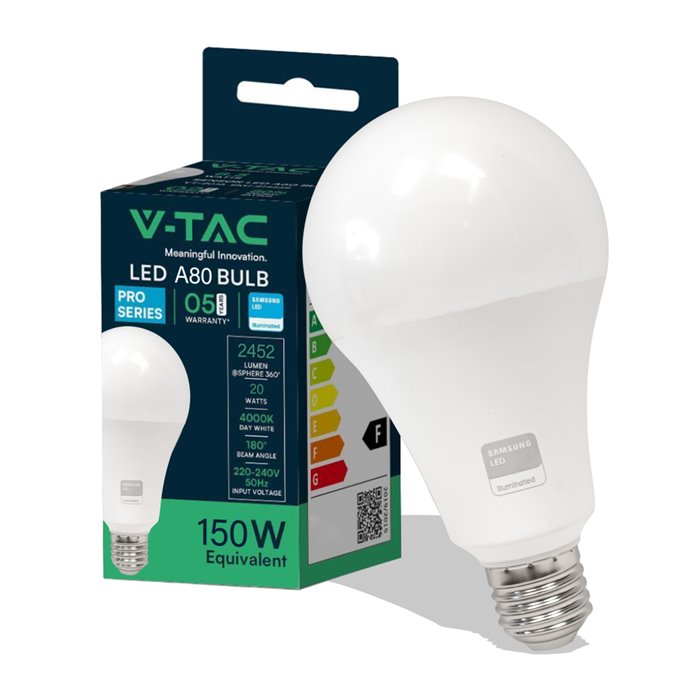 LED Bulb Samsung Chip 20W E27 A80 Plastic 4000K LED Bulb Samsung Chip 20W E27 A80 Plastic 4000K