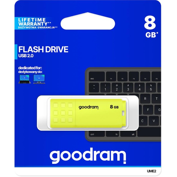 Pendrive GoodRAM 8GB UME2 yellow USB 2.0 - retail blister Pendrive GoodRAM 8GB UME2 yellow USB 2.0 - retail blister