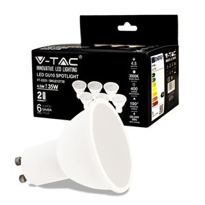 4.5W SMD White Plastic Spotlight Milky Cover 3000K GU10 100`D 6Pcs/Pack