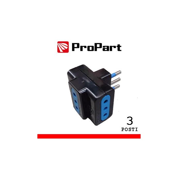 Adattatore 3pos 10A spina10A polybag nero Adattatore 3pos 10A spina10A polybag nero