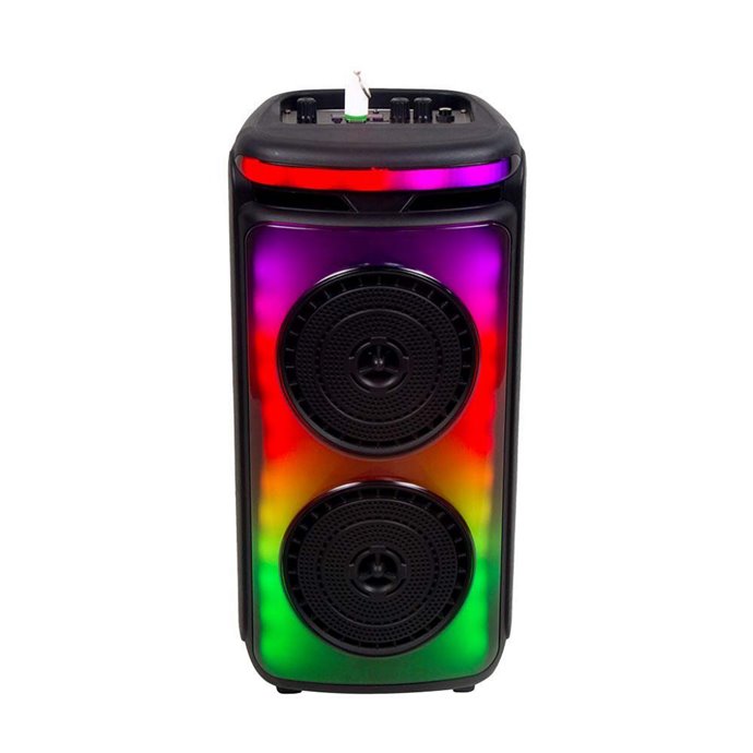 400W Rechargeable Speaker with 1 Wired Microphone RF Control And Handle 2X6.5 Inch 400W Rechargeable Speaker with 1 Wired Microphone RF Control And Handle 2X6.5 Inch