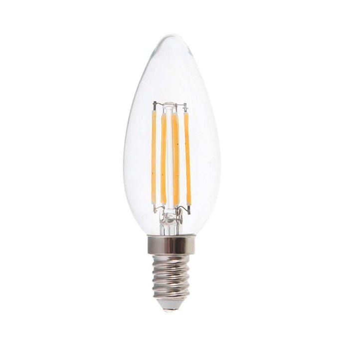 6W Candle Filament Bulb Clear Cover 3000K E14
