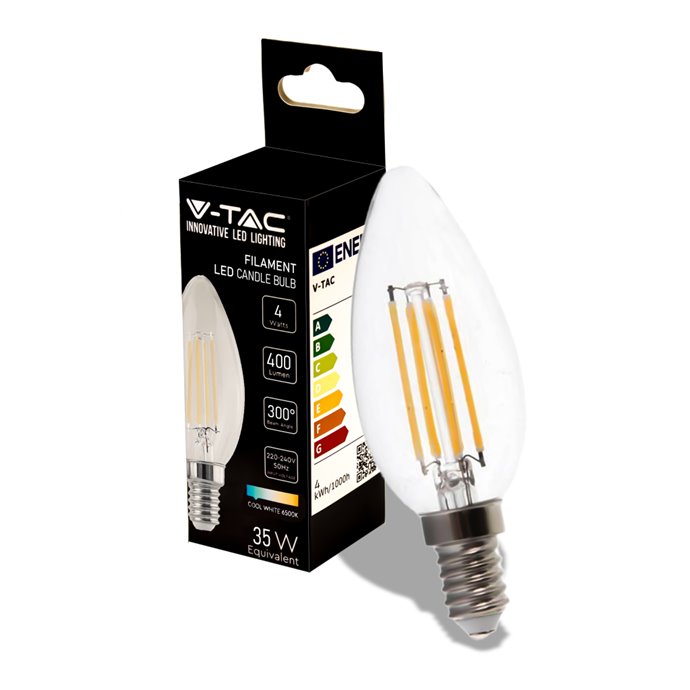 4W LED Candle Filament Bulb 6500K E14 4W LED Candle Filament Bulb 6500K E14