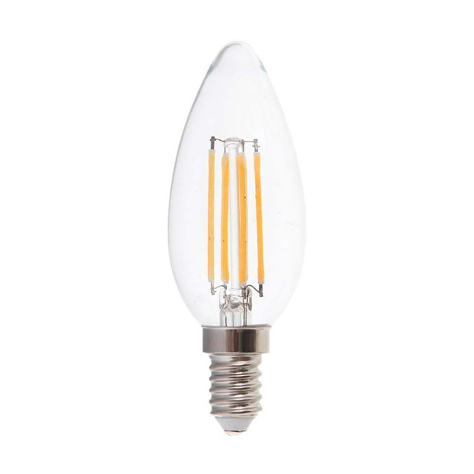 6W Candle Filament Bulb Clear Cover 6500K E14 130 lm/W 6W Candle Filament Bulb Clear Cover 6500K E14 130 lm/W