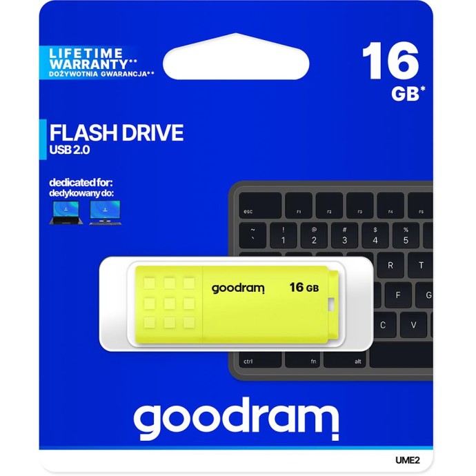 Pendrive GoodRAM 16GB UME2 yellow USB 2.0 - retail blister Pendrive GoodRAM 16GB UME2 yellow USB 2.0 - retail blister