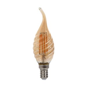 4W Twisted Candle Filament Bulb Amber Cover with Tip 2200K E14