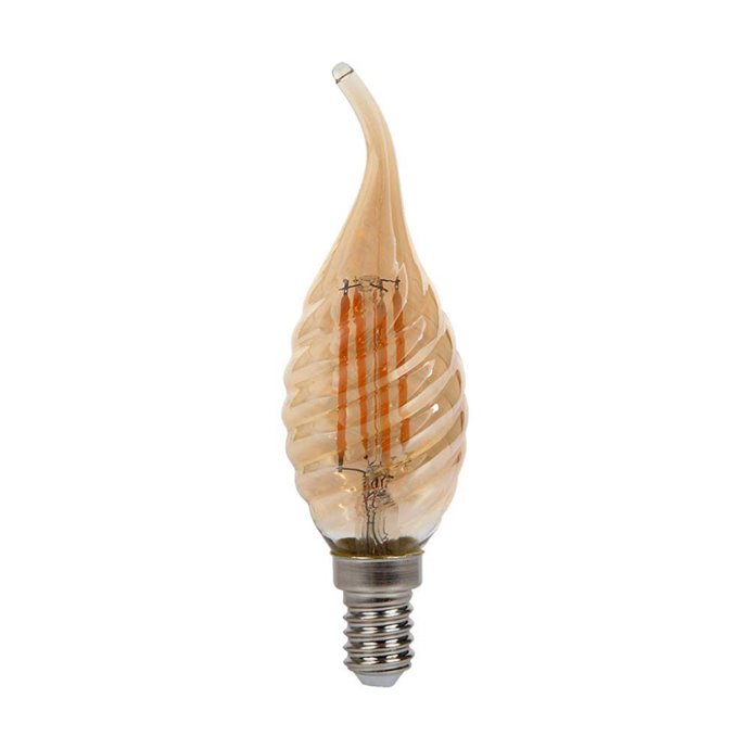 4W Twisted Candle Filament Bulb Amber Cover with Tip 2200K E14 4W Twisted Candle Filament Bulb Amber Cover with Tip 2200K E14
