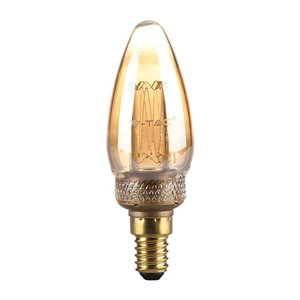 2W LED Art Filament Candle Bulb Amber Glass 1800K E14