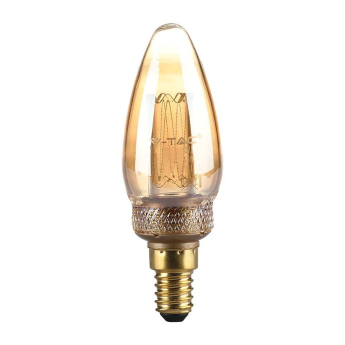 2W LED Art Filament Candle Bulb Amber Glass 1800K E14 2W LED Art Filament Candle Bulb Amber Glass 1800K E14