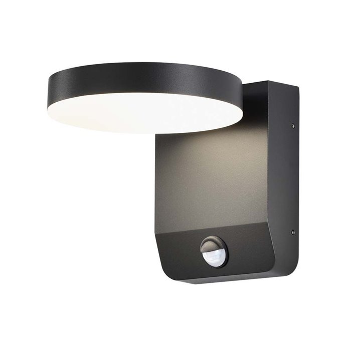 17W LED Wall Light with Sensor 4000K Black Body Round IP65 17W LED Wall Light with Sensor 4000K Black Body Round IP65