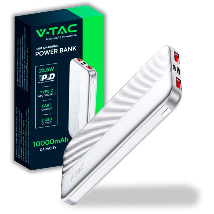 10000mAh Fast Charger Power Bank White 10000mAh Fast Charger Power Bank White