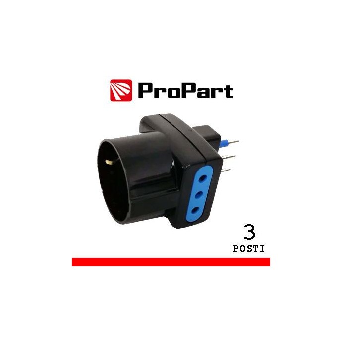Adattatore 3pos 10A/schuko spina10A nero Adattatore 3pos 10A/schuko spina10A nero