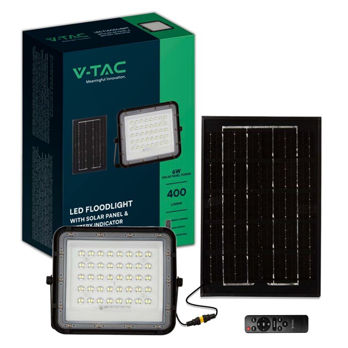 6W LED Solar Floodlight 4000K Replaceable Battery 3m Wire Black Body 6W LED Solar Floodlight 4000K Replaceable Battery 3m Wire Black Body