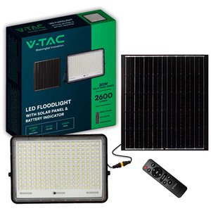 30W LED Solar Floodlight 6400K Replaceable Battery 3m Wire Black Body