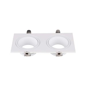 GU10 2 Head Spotlight Fitting Iron+PC White+White