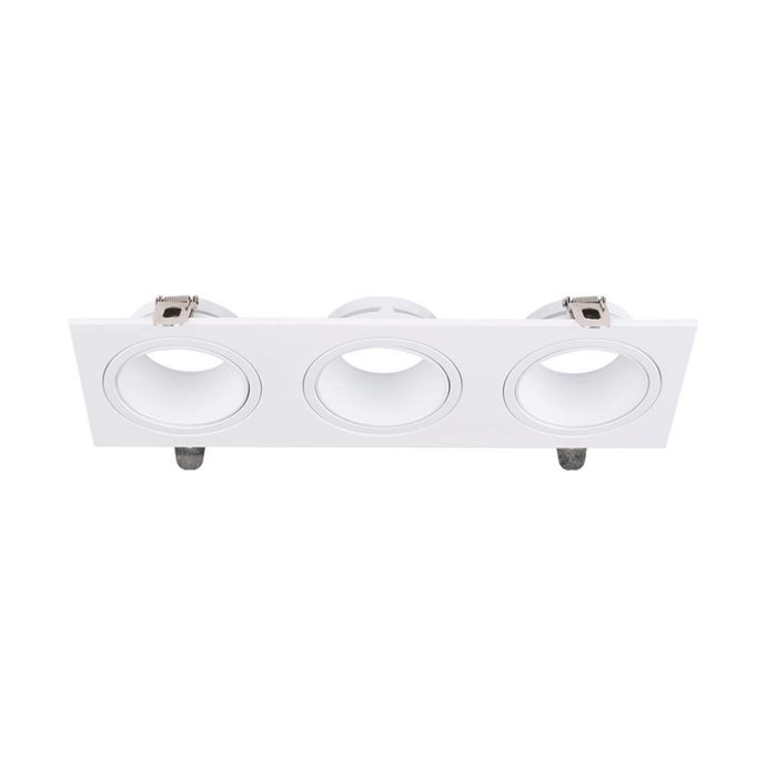 GU10 3 Head Spotlight Fitting Iron+PC White+White