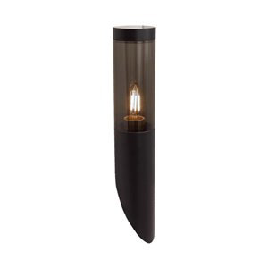 Bollard Garden Light Fitting E27 (76mmx365x236mm) Smoke Plastic/SS Black Body IP44