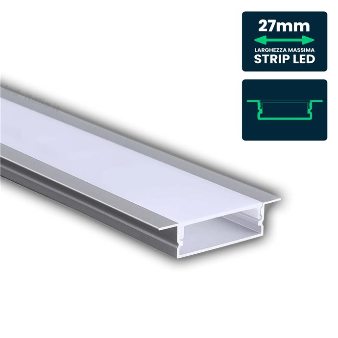 Led Strip Mounting Kit With Diffuser Aluminum 2000*30*10mm Silver Body Led Strip Mounting Kit With Diffuser Aluminum 2000*30*10mm Silver Body