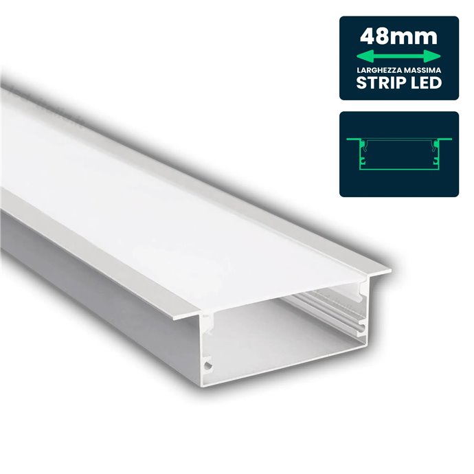 Led Strip Mounting Kit With Diffuser Aluminum 2000*50*20mm Silver Body Led Strip Mounting Kit With Diffuser Aluminum 2000*50*20mm Silver Body