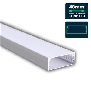 Led Strip Mounting Kit With Diffuser Aluminum 2000*50*20mm Silver Body