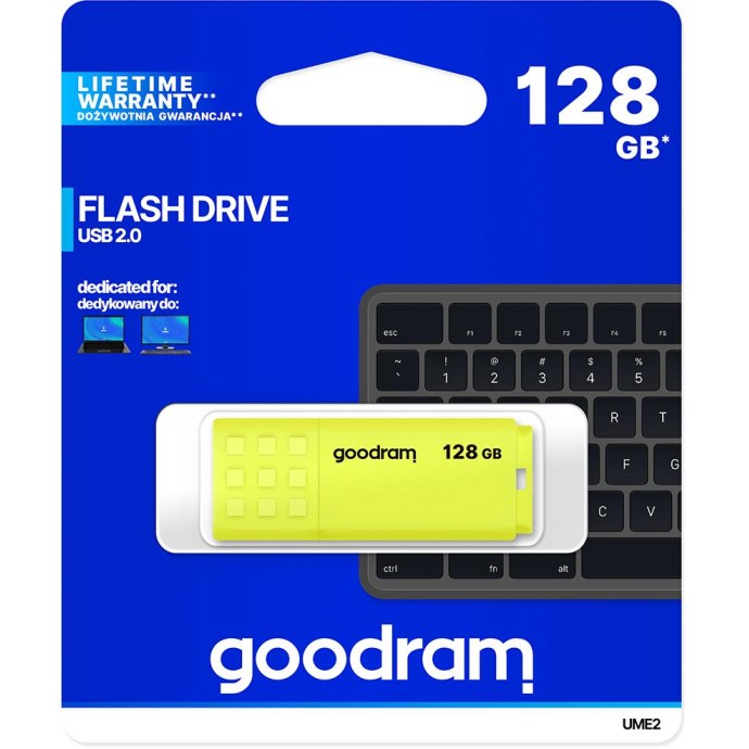 Pendrive GoodRAM 128GB UME2 yellow USB 2.0 - retail blister Pendrive GoodRAM 128GB UME2 yellow USB 2.0 - retail blister