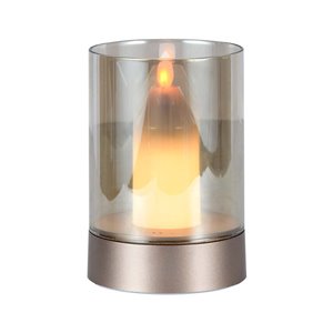 2W LED Candle Table Lamp 3000K Champagne Gold + Amber Glass