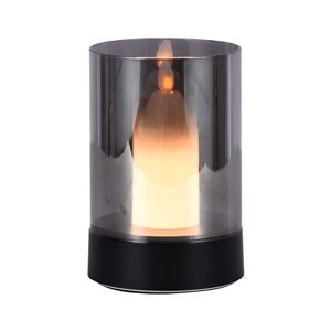 2W LED Candle Table Lamp 3000K Black + Smoky Glass