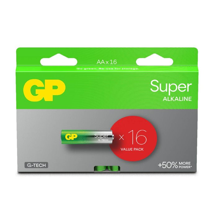 GP Super Alkaline AA 16-p PET paper box GP Super Alkaline AA 16-p PET paper box