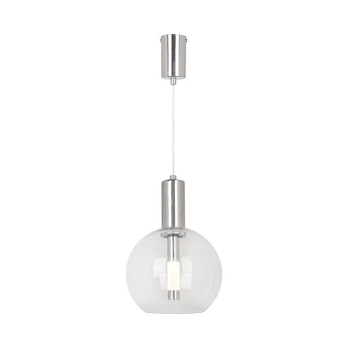 5W LED Pendant Chandelier with Contemporary Design with Transparent Glass Sphere 200*1905mm Steel Color Elegant Finish 3000K