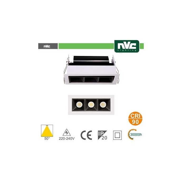 Incasso Multi lampada - 3X3W 530LM 4000K 50° 90CRI Incasso Multi lampada - 3X3W 530LM 4000K 50° 90CRI