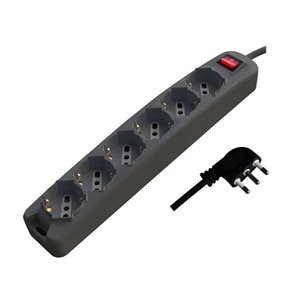 Multipresa con 6 Prese 10/16A 2P+T Bipasso/Schuko 45¬∞ e Interruttore Generale Luminoso e Cavo 1,5m Spina 16A 2P+T Colore Nero