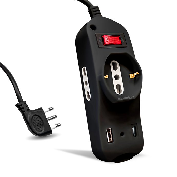 1.5M EXTENSION ITALIAN SOCKET PLUG W/ USB & TYPE C FAST CHARGER - 3PIN 1.5M EXTENSION ITALIAN SOCKET PLUG W/ USB & TYPE C FAST CHARGER - 3PIN