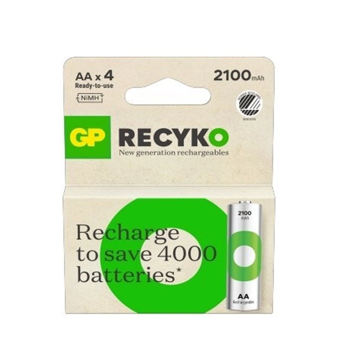 Recyko Batteria Ricaricabile 1.2V Stilo AA 2100mAh (Confezione 4 Pezzi) Recyko Batteria Ricaricabile 1.2V Stilo AA 2100mAh (Confezione 4 Pezzi)