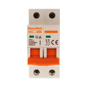 Interruttore Magnetetermico MeanWell Curva B 2P 2M 6kA B50A AC 400V IP20 IEC60898