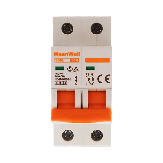 Interruttore Magnetetermico MeanWell Curva B 2P 2M 6kA B10A AC 400V IP20 IEC6FRGR0898 Interruttore Magnetetermico MeanWell Curva B 2P 2M 6kA B10A AC 400V IP20 IEC6FRGR0898