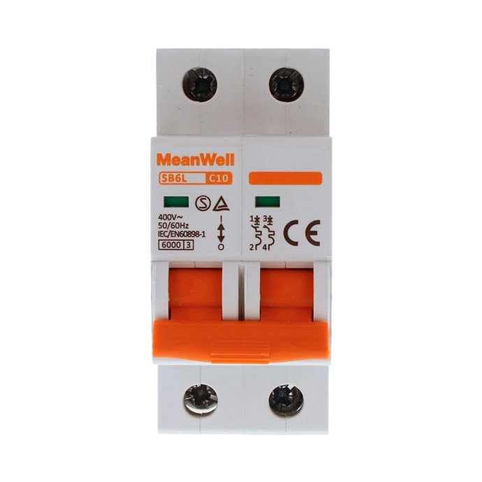Interruttore Magnetetermico MeanWell Curva C 2P 2M 6kA C10A AC 400V IP20 IEC60898 Interruttore Magnetetermico MeanWell Curva C 2P 2M 6kA C10A AC 400V IP20 IEC60898