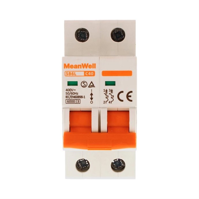 Interruttore Magnetetermico MeanWell Curva C 2P 2M 6kA C40A AC 400V IP20 IEC60898 Interruttore Magnetetermico MeanWell Curva C 2P 2M 6kA C40A AC 400V IP20 IEC60898
