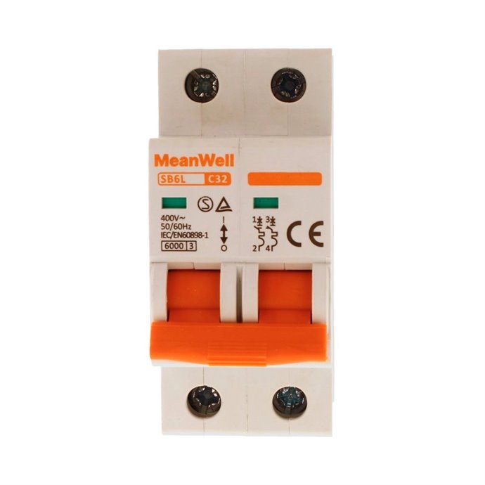 Interruttore Magnetetermico MeanWell Curva C 2P 2M 6kA C32A AC 400V IP20 IEC60898 Interruttore Magnetetermico MeanWell Curva C 2P 2M 6kA C32A AC 400V IP20 IEC60898