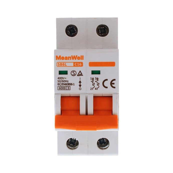 Interruttore Magnetetermico MeanWell Curva C 2P 2M 6kA C16A AC 400V IP20 IEC60898 Interruttore Magnetetermico MeanWell Curva C 2P 2M 6kA C16A AC 400V IP20 IEC60898