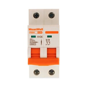 Interruttore Magnetetermico MeanWell Curva C 2P 2M 10kA C10A AC 400V IP20 IEC60898