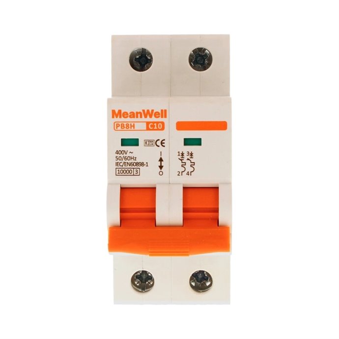 Interruttore Magnetetermico MeanWell Curva C 2P 2M 10kA C10A AC 400V IP20 IEC60898 Interruttore Magnetetermico MeanWell Curva C 2P 2M 10kA C10A AC 400V IP20 IEC60898