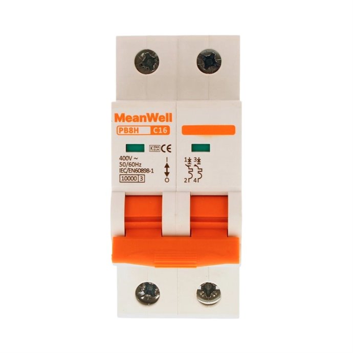Interruttore Magnetetermico MeanWell Curva C 2P 2M 10kA C16A AC 400V IP20 IEC60898 Interruttore Magnetetermico MeanWell Curva C 2P 2M 10kA C16A AC 400V IP20 IEC60898