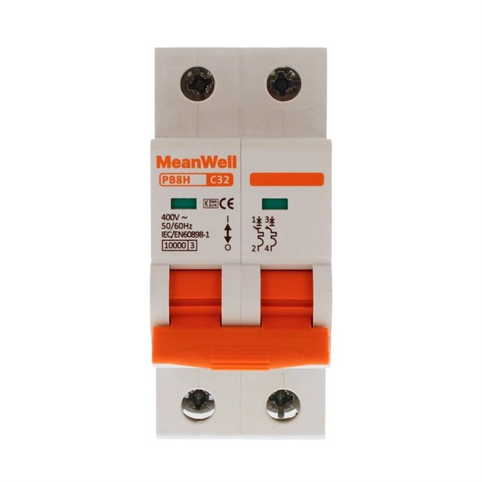 Interruttore Magnetetermico MeanWell Curva C 2P 2M 10kA C32A AC 400V IP20 IEC60898 Interruttore Magnetetermico MeanWell Curva C 2P 2M 10kA C32A AC 400V IP20 IEC60898