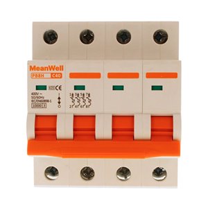 Interruttore Magnetetermico MeanWell Curva C 4P 4M 10kA C40A AC 400V IP20 IEC60898